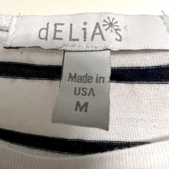 dELiA*s Red Sequin Anchor with Navy Stripes on White Summer Top - Picture 4 of 4